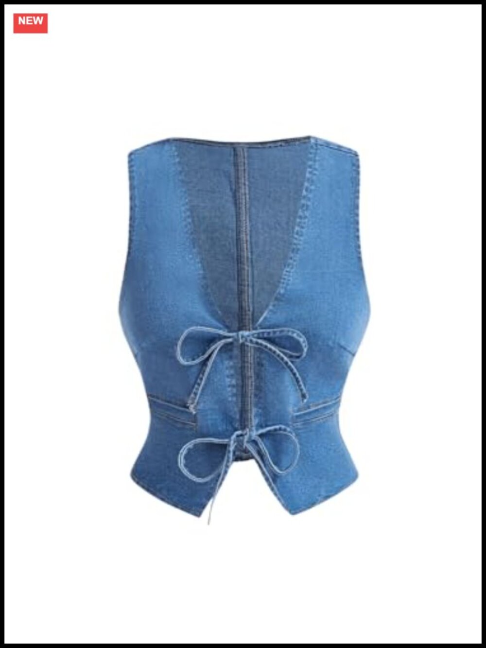 Women's Tie Front Denim Vest Sleeveless V Neck Cowgirl Western Top